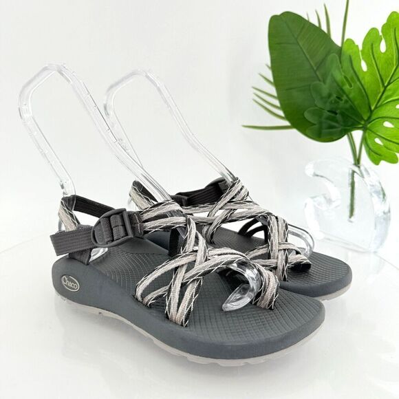 Chaco Women ZX/2 Sandal Sz 7 Outdoor Hike Black Gray Strappy Thong Adjustable - Picture 1 of 12